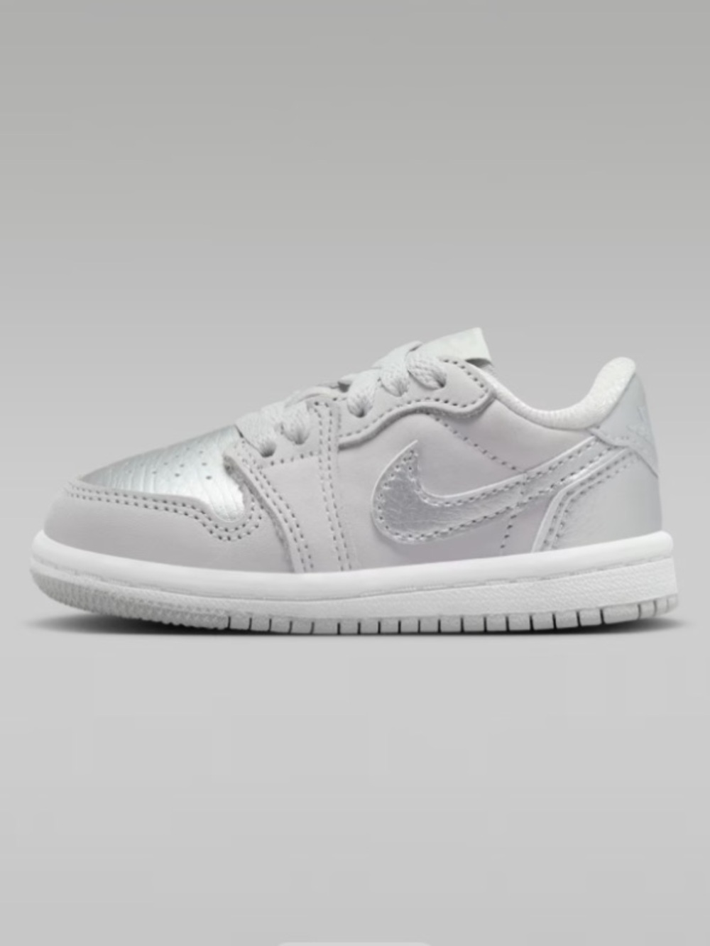 Nike Jordan 1 Retro Low Grey/Metallic Silver Sneakers Toddler/Baby Size US 4C